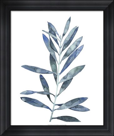 Framed Indigo Leaves II Print