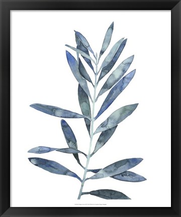 Framed Indigo Leaves II Print
