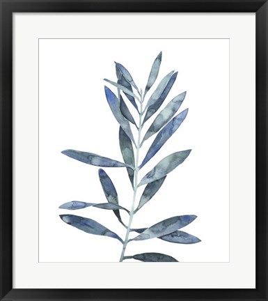 Framed Indigo Leaves II Print
