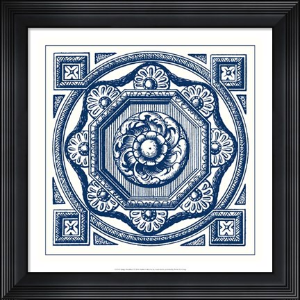 Framed Indigo Medallion I Print