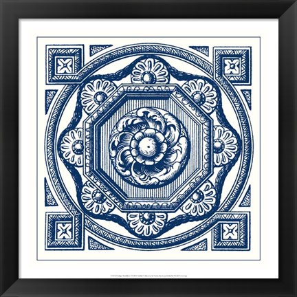 Framed Indigo Medallion I Print