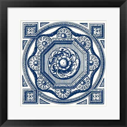 Framed Indigo Medallion I Print