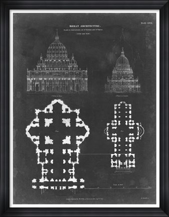 Framed Plan &amp; Elevation for St. Peter&#39;s &amp; St. Paul&#39;s Print