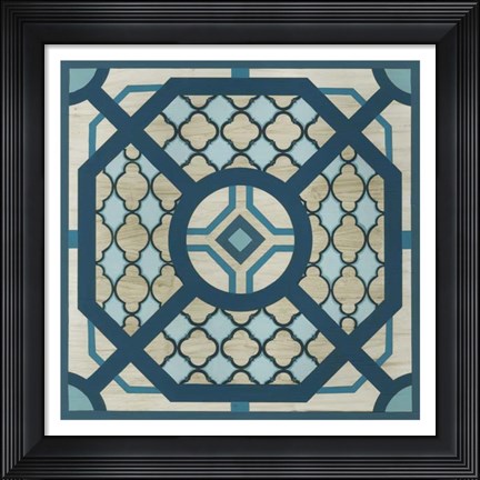 Framed Indigo Lattice I Print