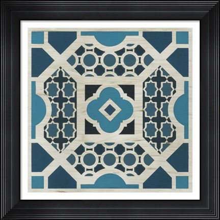 Framed Indigo Lattice V Print
