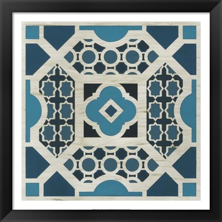 Framed Indigo Lattice V Print