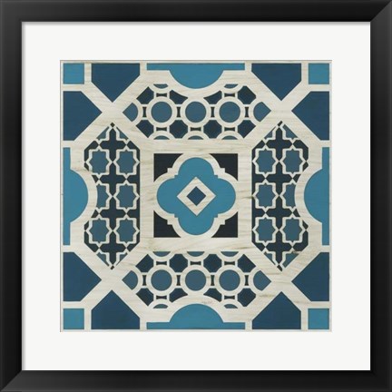 Framed Indigo Lattice V Print