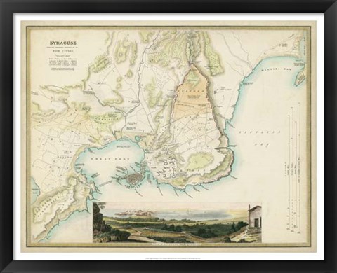 Framed Map of Syracuse Print