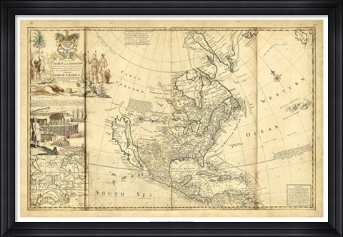 Framed Antique Map of America I Print
