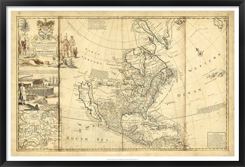 Framed Antique Map of America I Print