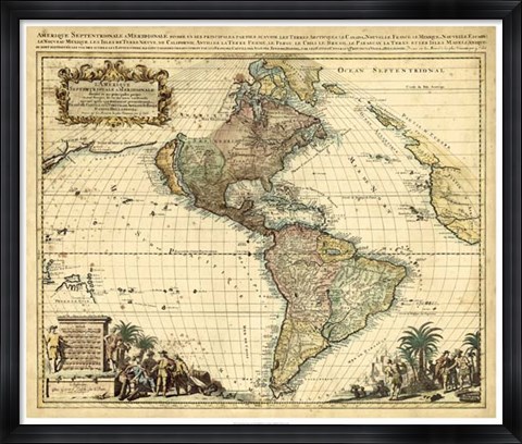 Framed Antique Map of America II Print