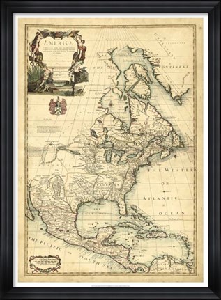 Framed Antique Map of America III Print