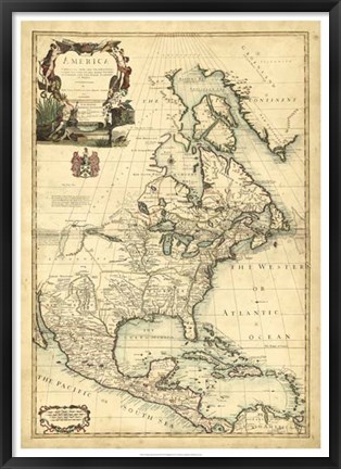 Framed Antique Map of America III Print