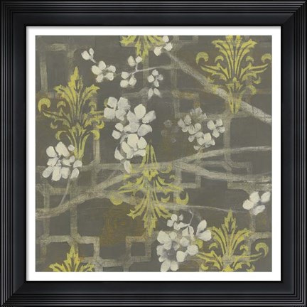 Framed Patterned Blossom Branch I Print