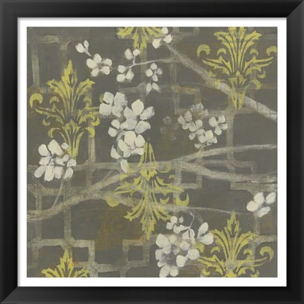 Framed Patterned Blossom Branch I Print