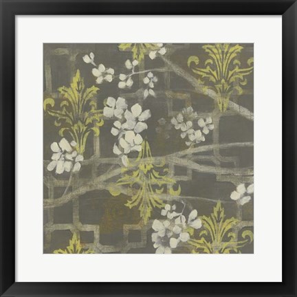 Framed Patterned Blossom Branch I Print