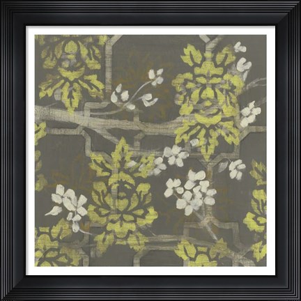 Framed Patterned Blossom Branch II Print