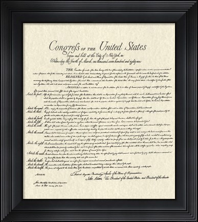 Framed Bill of Rights (Document) Print