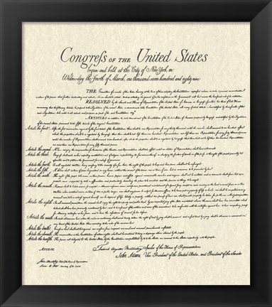 Framed Bill of Rights (Document) Print