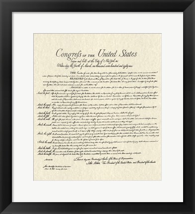 Framed Bill of Rights (Document) Print