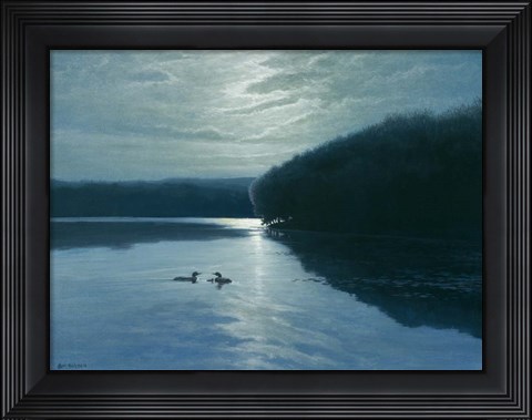 Framed Moonlight Loons Print