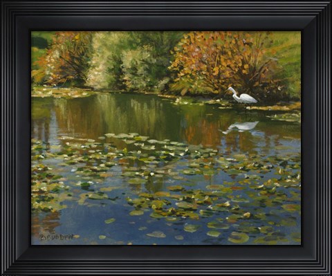 Framed Plein Air Egret 1 Print