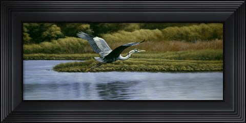Framed Back Water Fisherman Print