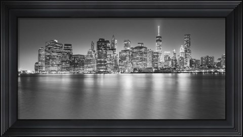 Framed Manhattan Skyline Night 2 Print