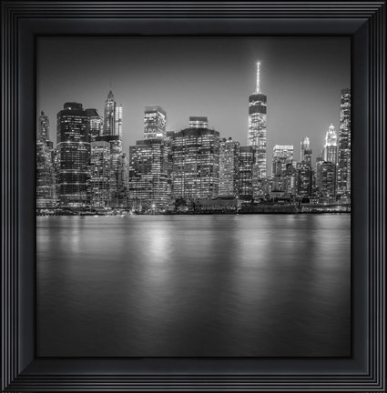 Framed Manhattan Skyline Night 3 Print