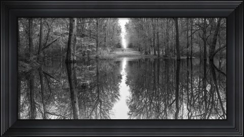 Framed Suwanne Reflection Pano BW Print