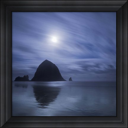Framed Moon Over Canon Beach Print