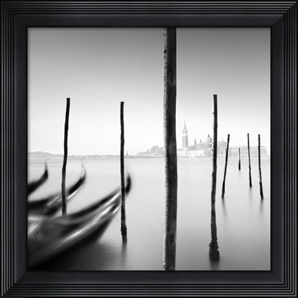 Framed Gondolas And Poles Print
