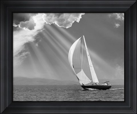 Framed Sailing under sunbeams, L&#39;Anse Bay, Michigan &#39;13 Print