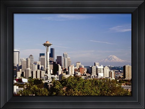 Framed Seattle Cityscape, Seattle, Washington 02 - Color Print