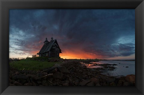 Framed Old Church On the Coast of White Sea Print