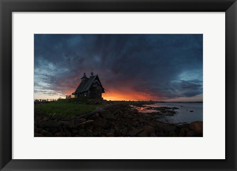 Framed Old Church On the Coast of White Sea Print