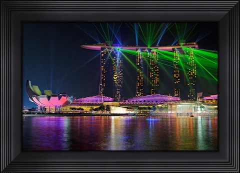 Framed Marina Bay Sands Lasershow Print
