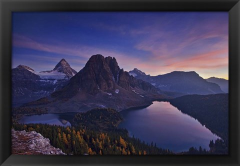 Framed Twilight At Mount Assiniboine Print