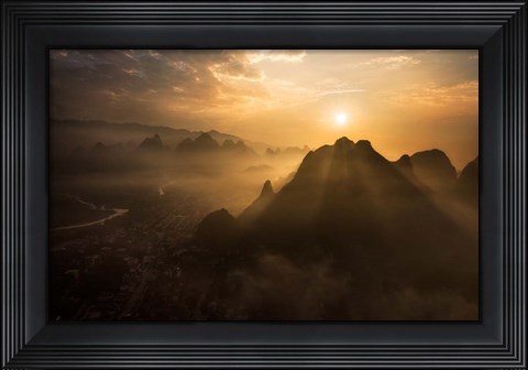 Framed Misty Sunrise Print