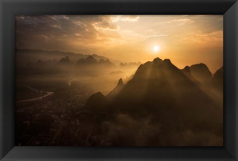 Framed Misty Sunrise Print