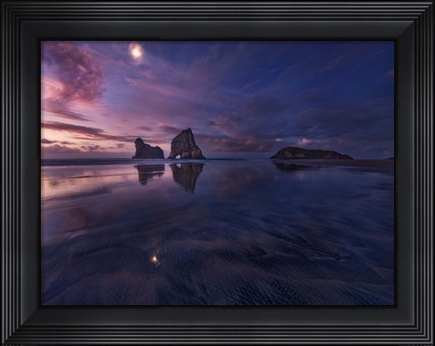Framed Golden Bay When Night Falls Print