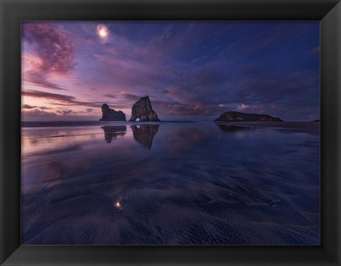 Framed Golden Bay When Night Falls Print