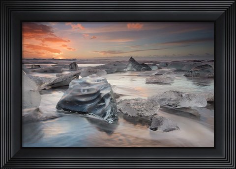 Framed Glacial Lagoon Beach Print