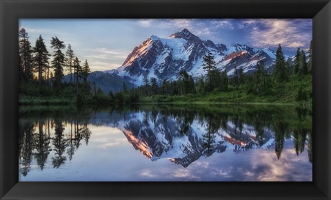 Framed Sunrise On Mount Shuksan Print