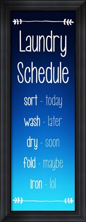 Framed Laundry Schedule - Ocean Blue Print
