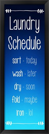 Framed Laundry Schedule - Ocean Blue Print