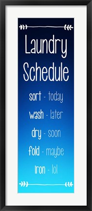 Framed Laundry Schedule - Ocean Blue Print