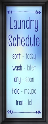 Framed Laundry Schedule - Sky Blue Print