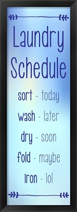 Framed Laundry Schedule - Sky Blue Print