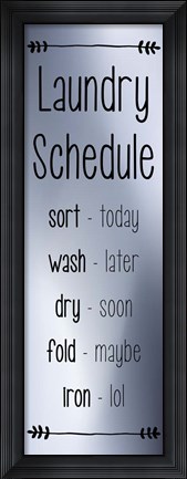 Framed Laundry Schedule - Silver Print